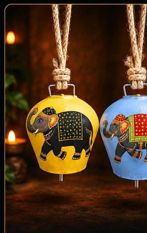 Handpainted elephant hanging bells